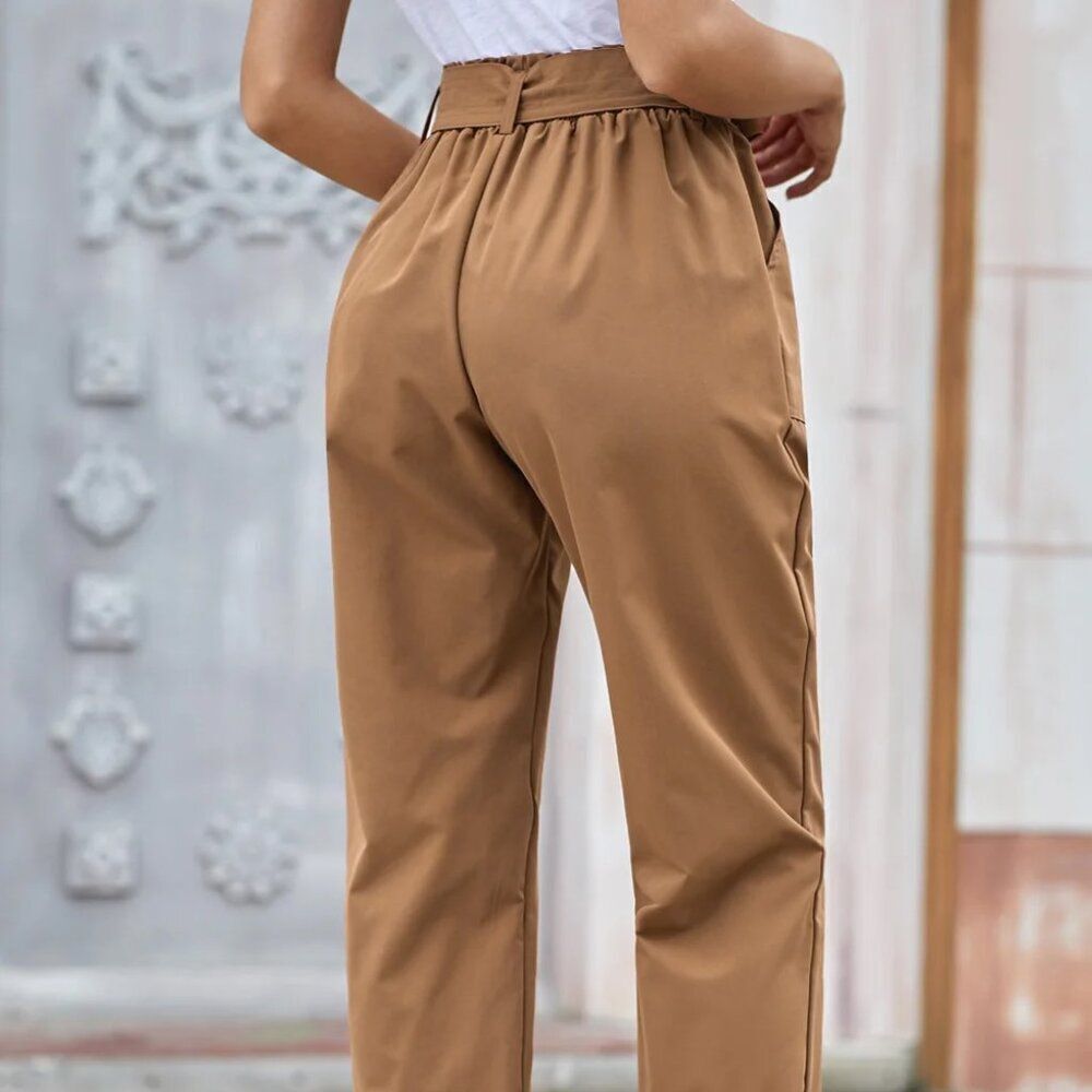 NWT Women's Brown Tie-Waist Jogger Pants - small - Picture 3 of 11